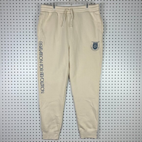 LRG Jogger Sweatpants XL Cream Tan NWT Tapered Pocket Drawstring Streetwear - Picture 1 of 9